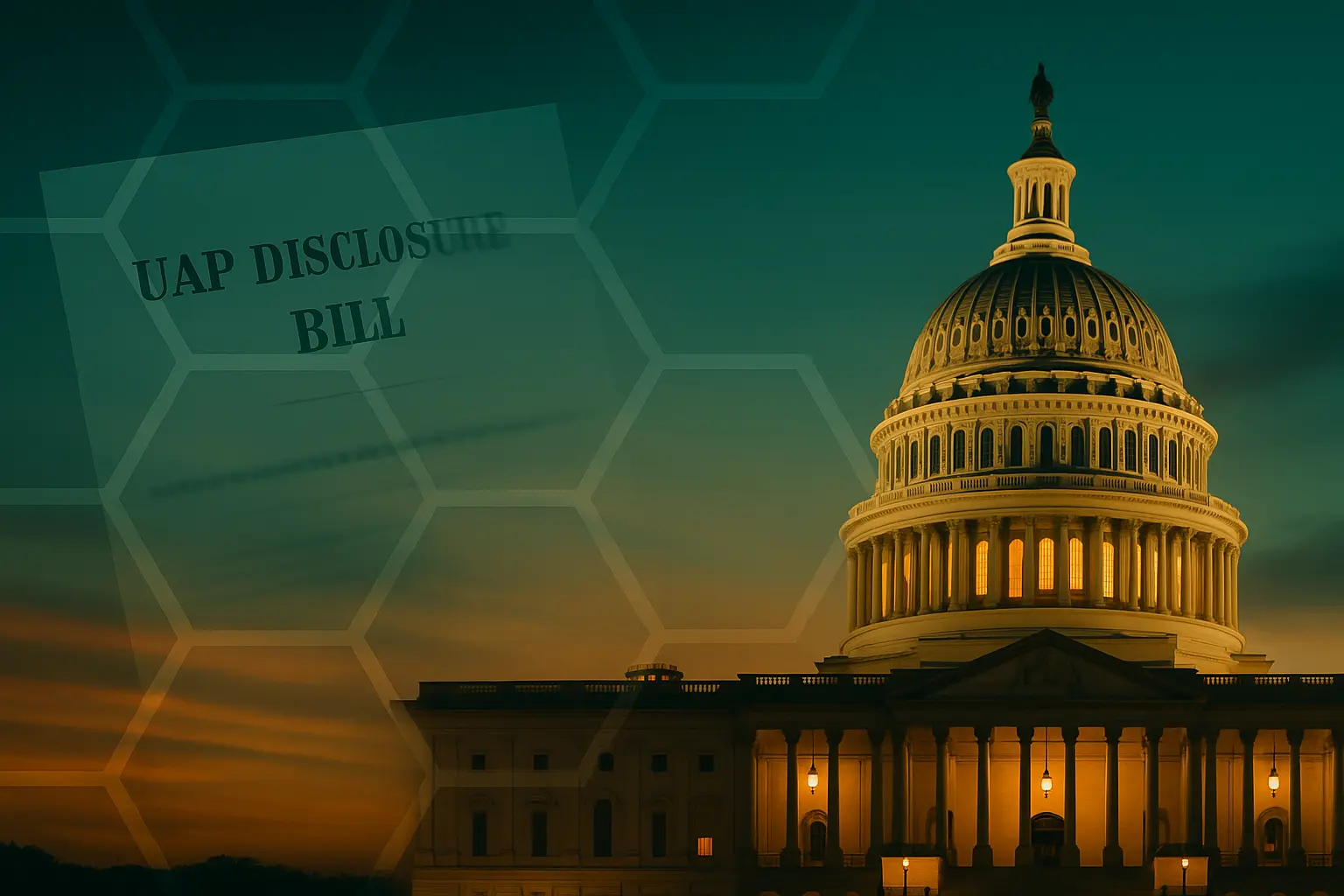 Artistic representation of UAP disclosure bill